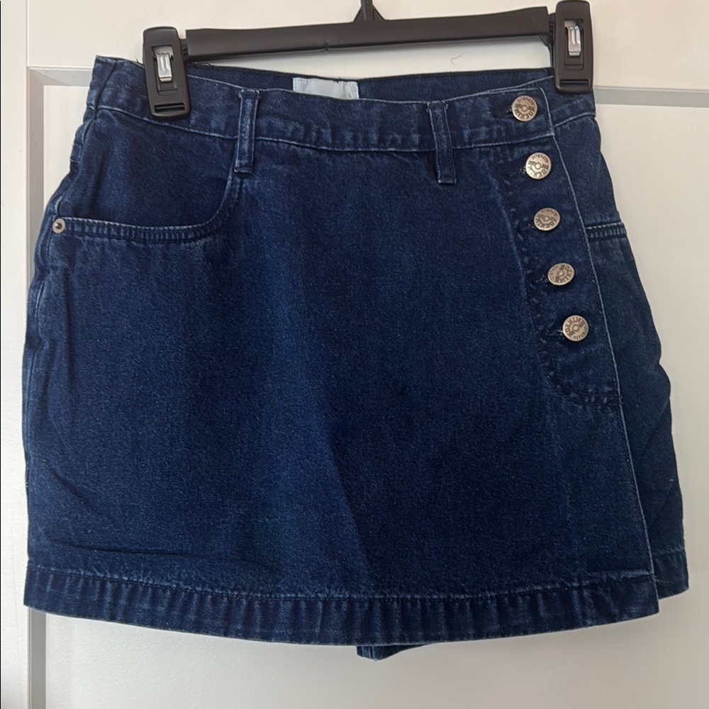Denim Skort with Button Detail